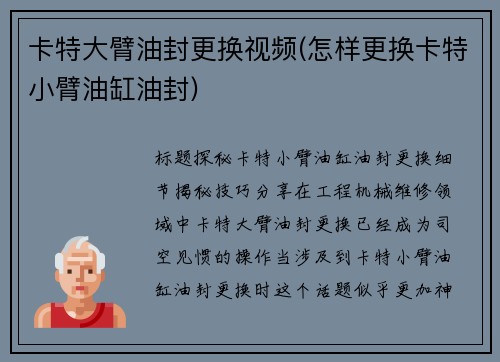 卡特大臂油封更换视频(怎样更换卡特小臂油缸油封)